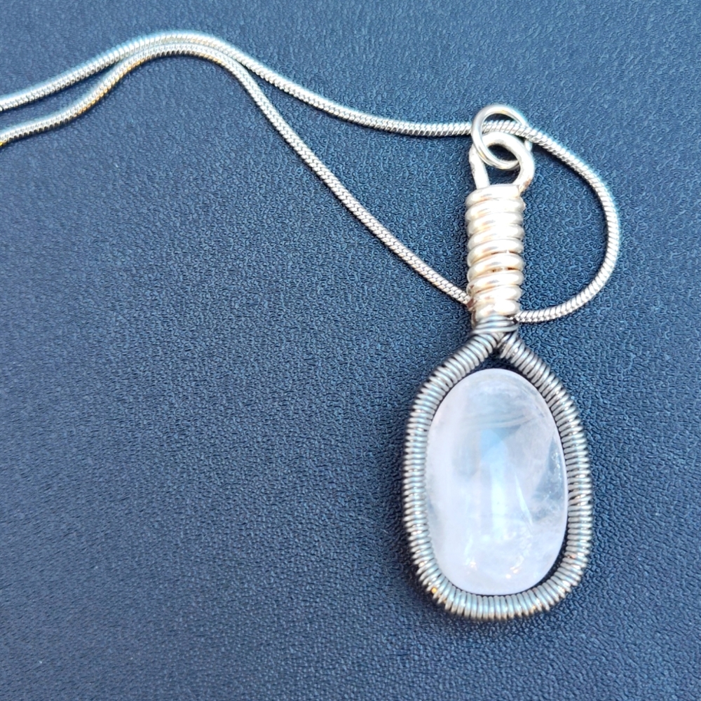 Handcrafted Wire Wrapped Tumbled Rose Quartz Necklace